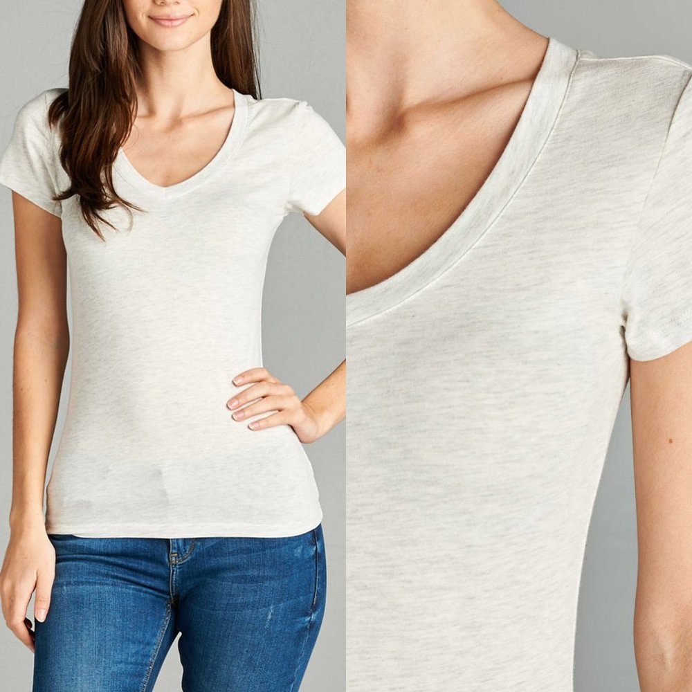 NEW Oatmeal V-neck T-shirt